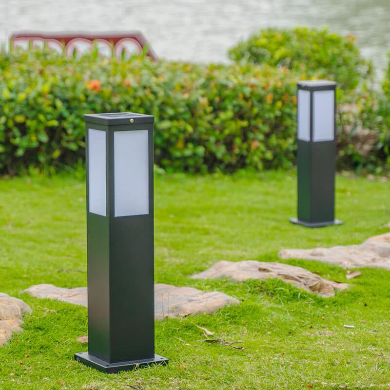 Modern Square Solar Path Light - Galvanized Iron & Acrylic - Outdoor LED Pathway Lighting - Image 3