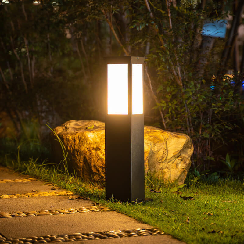 Modern Square Solar Path Light - Galvanized Iron & Acrylic - Outdoor LED Pathway Lighting - Image 4