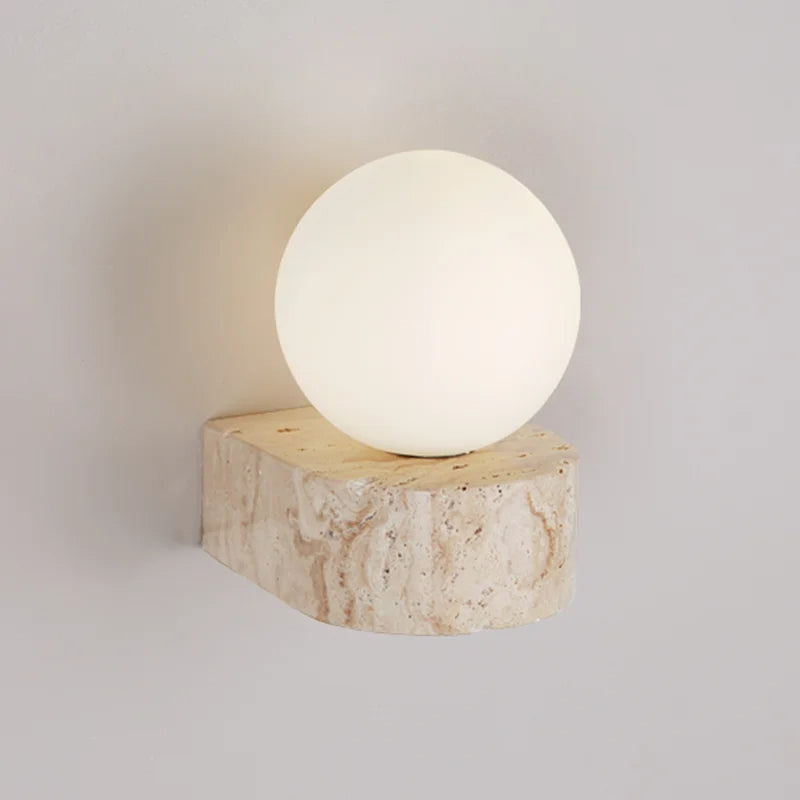 Modern Travertine Globe Wall Sconce - Stylish LED Light Fixture - Image 4