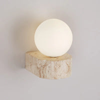 Modern Travertine Globe Wall Sconce - Stylish LED Light Fixture