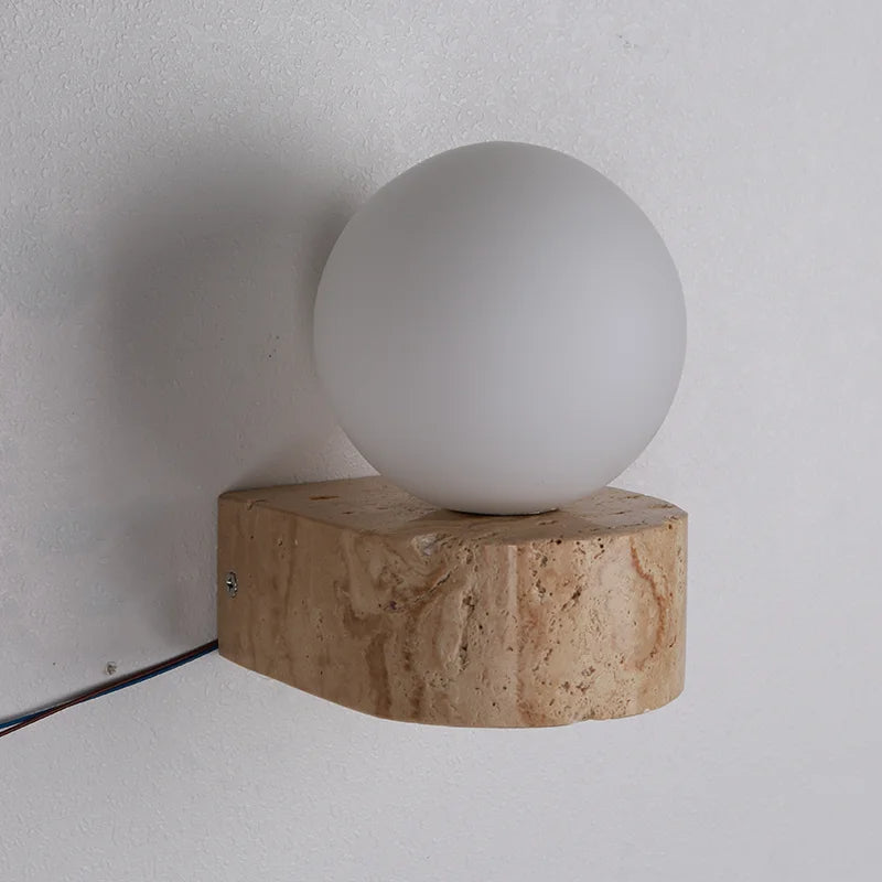 Modern Travertine Globe Wall Sconce - Stylish LED Light Fixture - Image 5