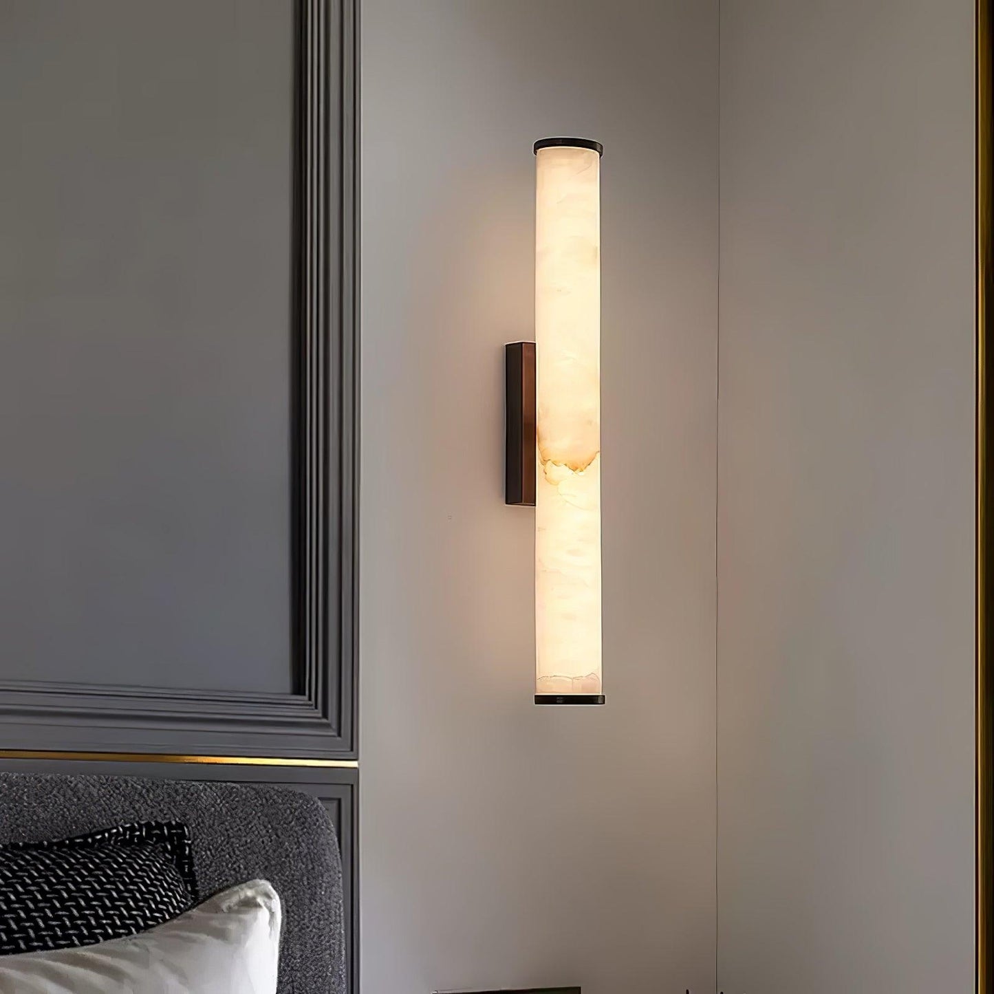 Modern Tube Wall Sconce - Alabaster Style Resin - LED Hardwired Wall Lamp - Image 2