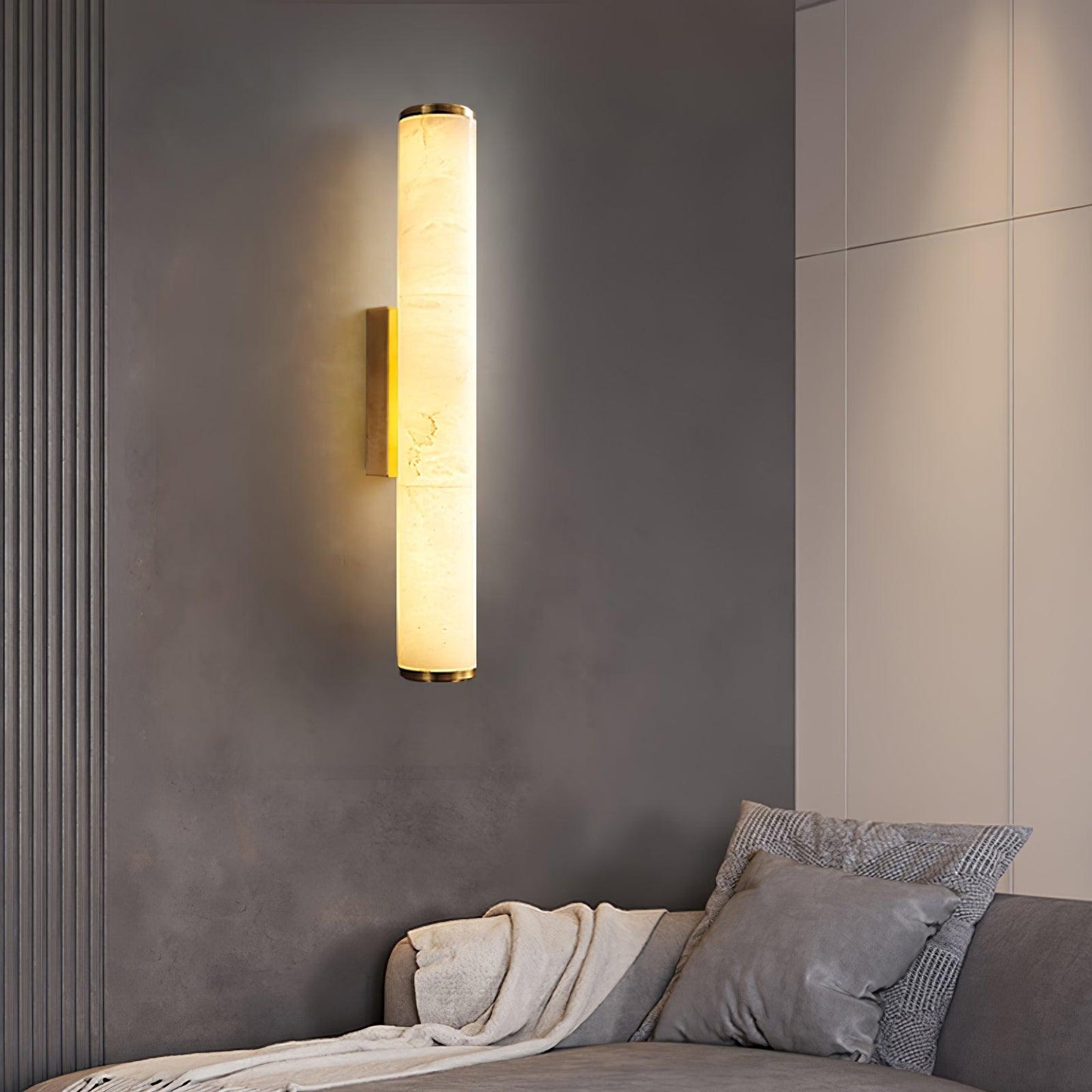 Modern Tube Wall Sconce - Alabaster Style Resin - LED Hardwired Wall Lamp - Image 4