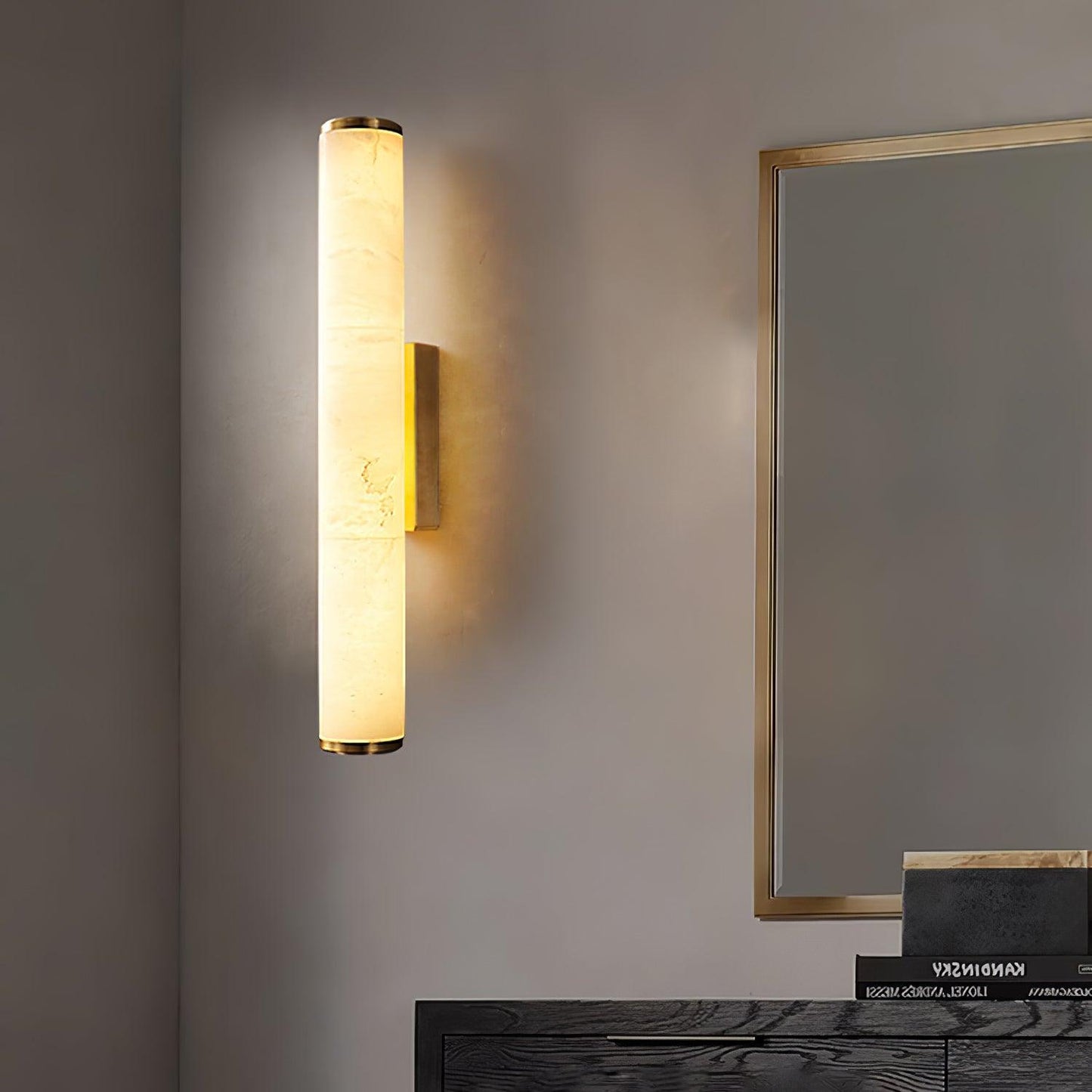 Modern Tube Wall Sconce - Alabaster Style Resin - LED Hardwired Wall Lamp - Image 5