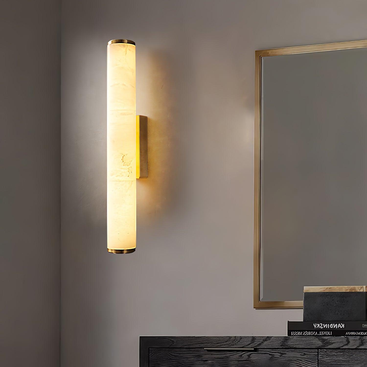 Modern Tube Wall Sconce - Alabaster Style Resin - LED Hardwired Wall Lamp - Image 5