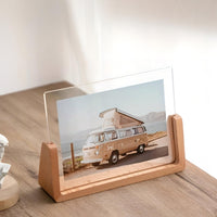 Modern U-Shaped Solid Wood and Acrylic Tabletop Photo Frame
