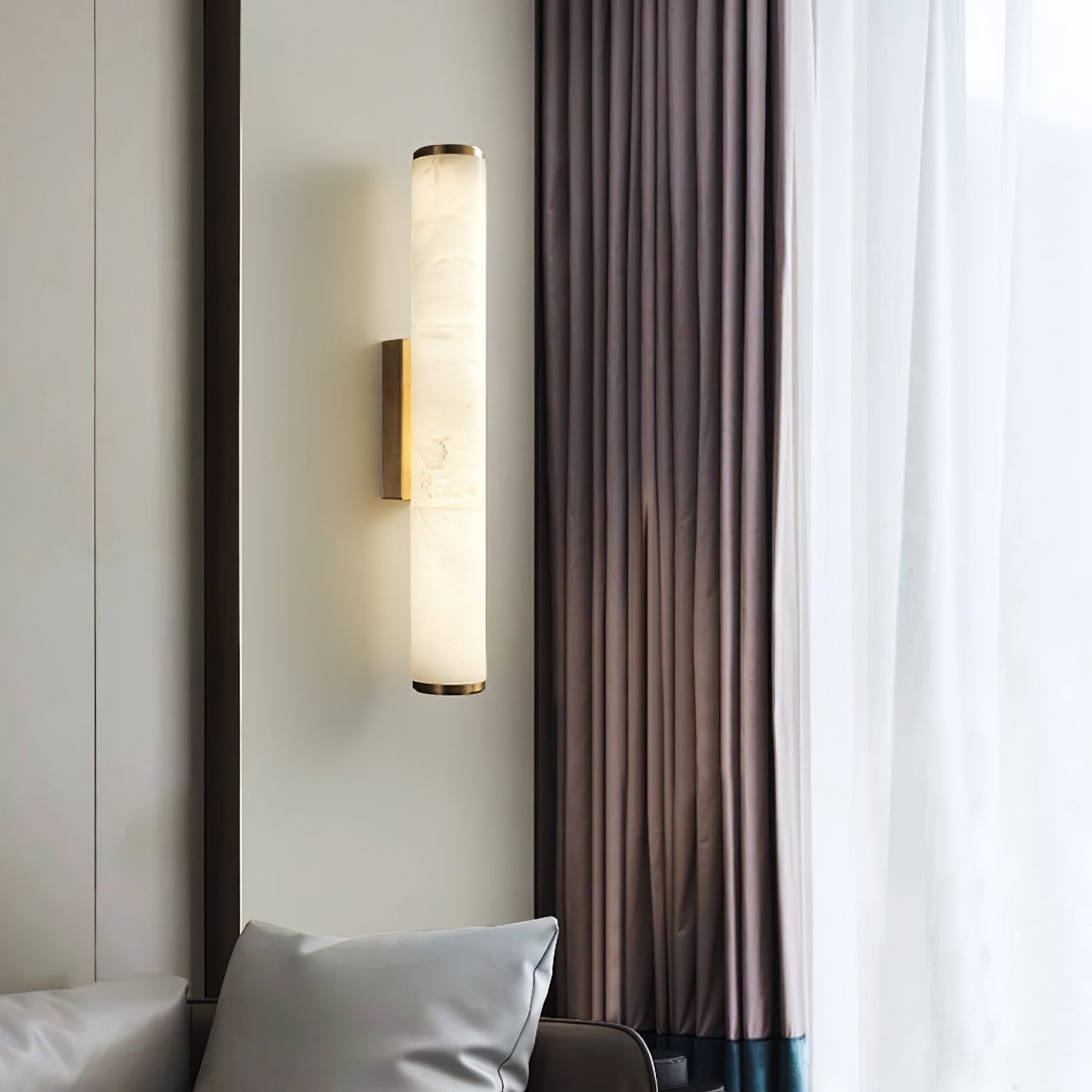 Modern Wall Sconce - Marble Finish - Copper Accent Lighting - Minimalist Style - Image 5