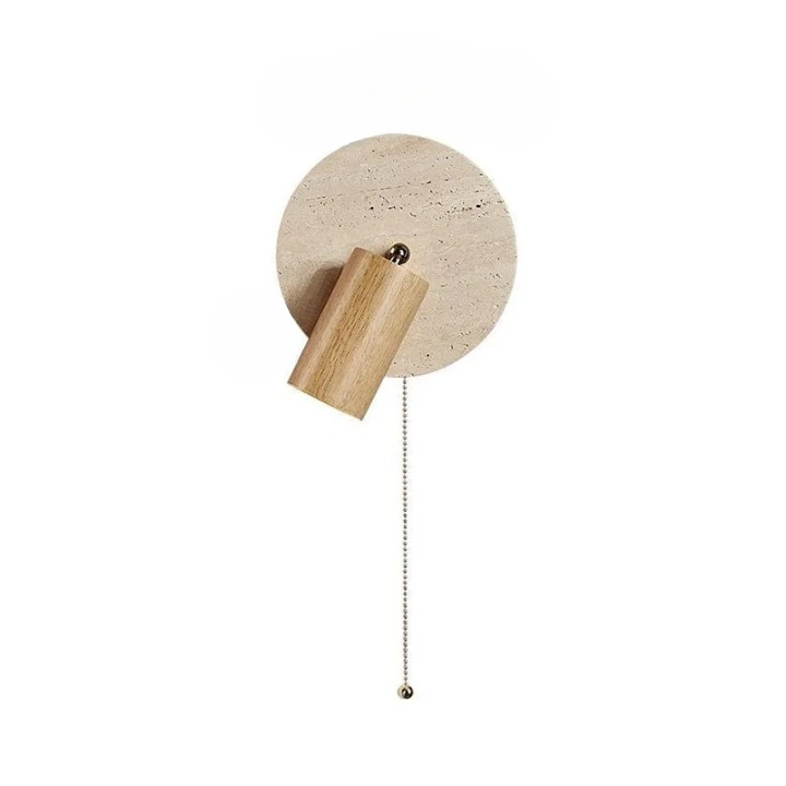 Modern Wall Sconce - Travertine & Wood - Rotatable LED Accent Lamp - Image 4