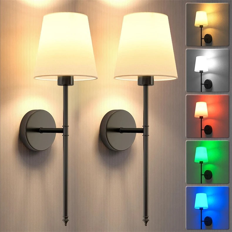 Modern Wireless Battery-Operated Wall Sconces - Set of 2