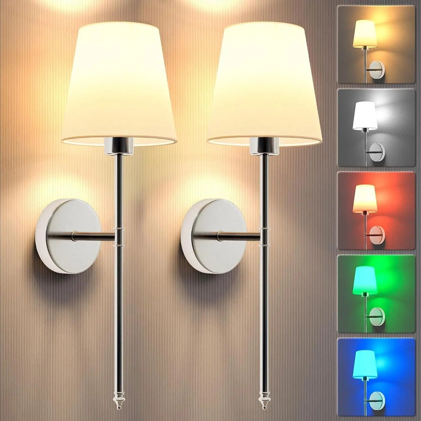 Modern Wireless Battery-Operated Wall Sconces - Set of 2