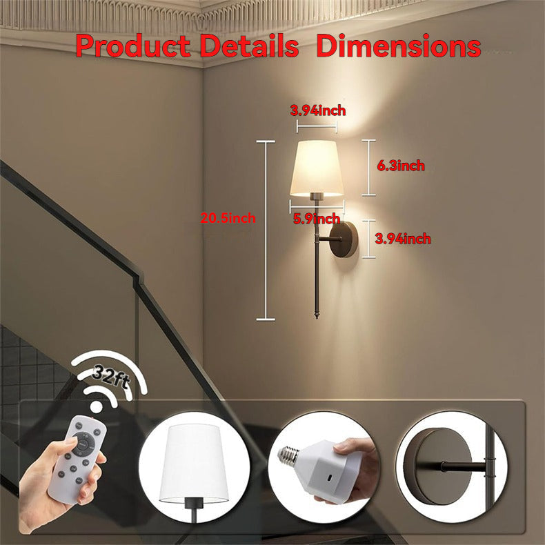 Modern Wireless Battery-Operated Wall Sconces - Set of 2