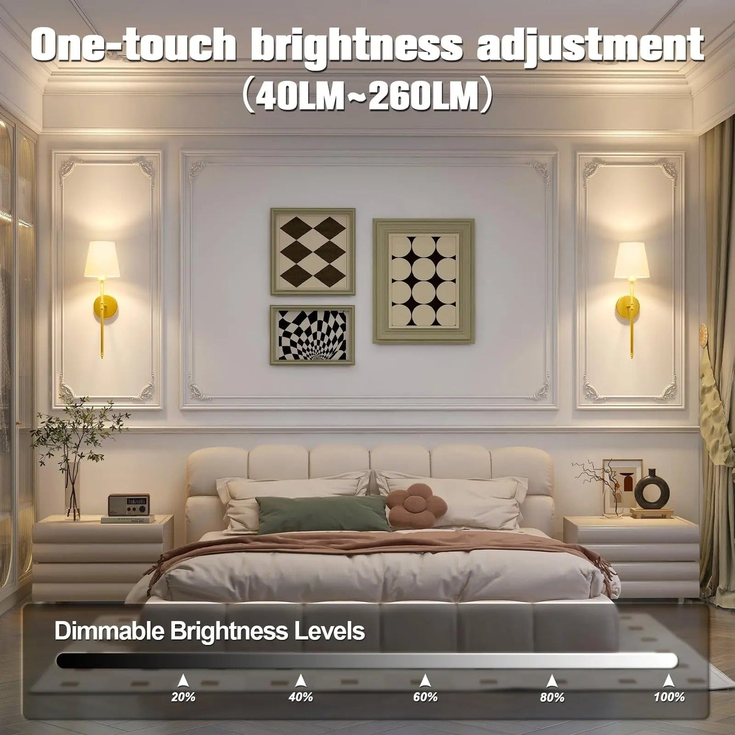 Modern Wireless Battery-Operated Wall Sconces - Set of 2