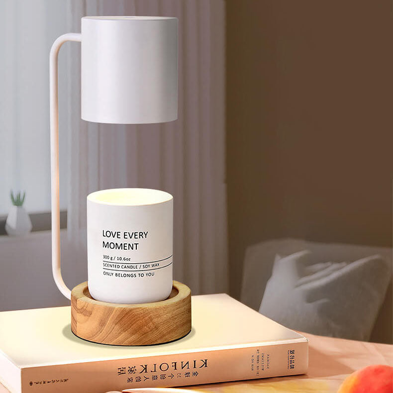 Modern Wood Table Lamp - Dimmable Wax Melting Warmer - Stylish Accent Lighting - Image 2