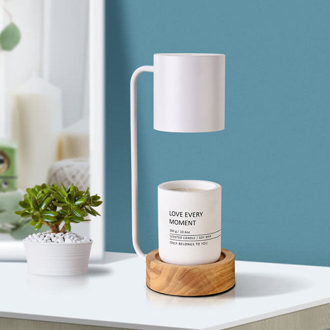 Modern Wood Table Lamp - Dimmable Wax Melting Warmer - Stylish Accent Lighting - Image 3