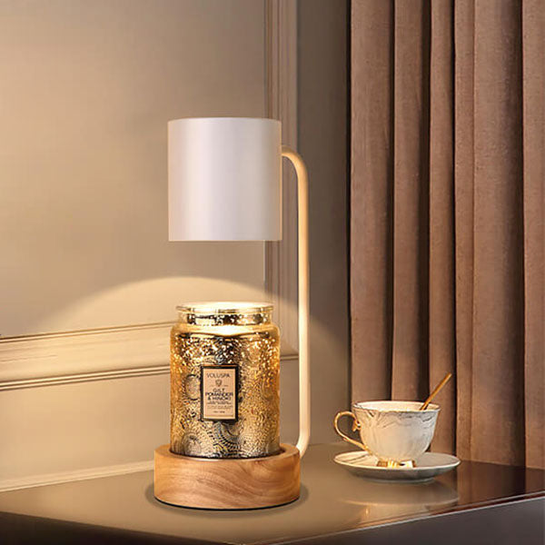 Modern Wood Table Lamp - Dimmable Wax Melting Warmer - Stylish Accent Lighting - Image 4