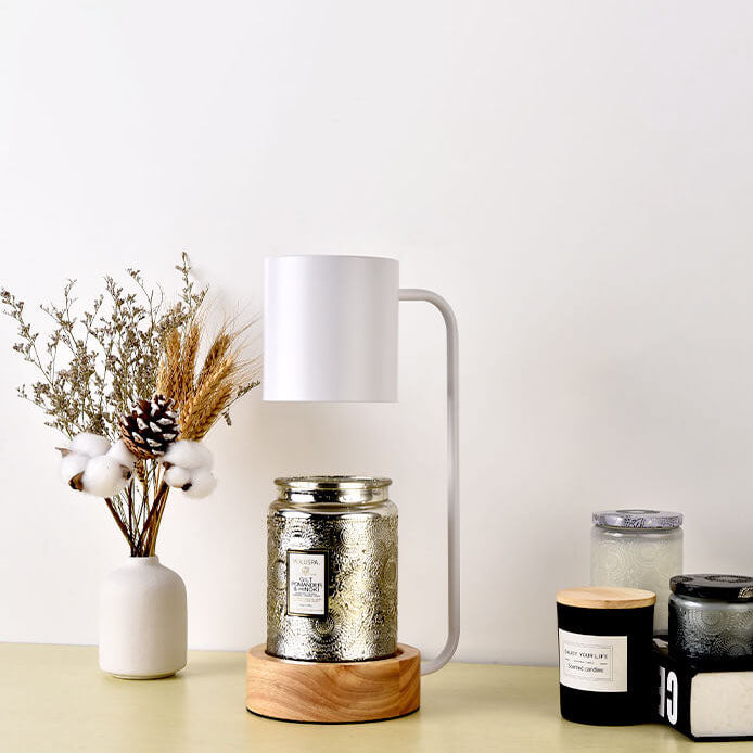 Modern Wood Table Lamp - Dimmable Wax Melting Warmer - Stylish Accent Lighting - Image 5
