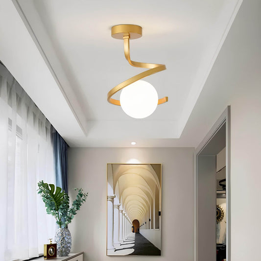 Modern Wrought Iron Glass Ceiling Light - Elegant Orb Pendant Lighting - Image 1