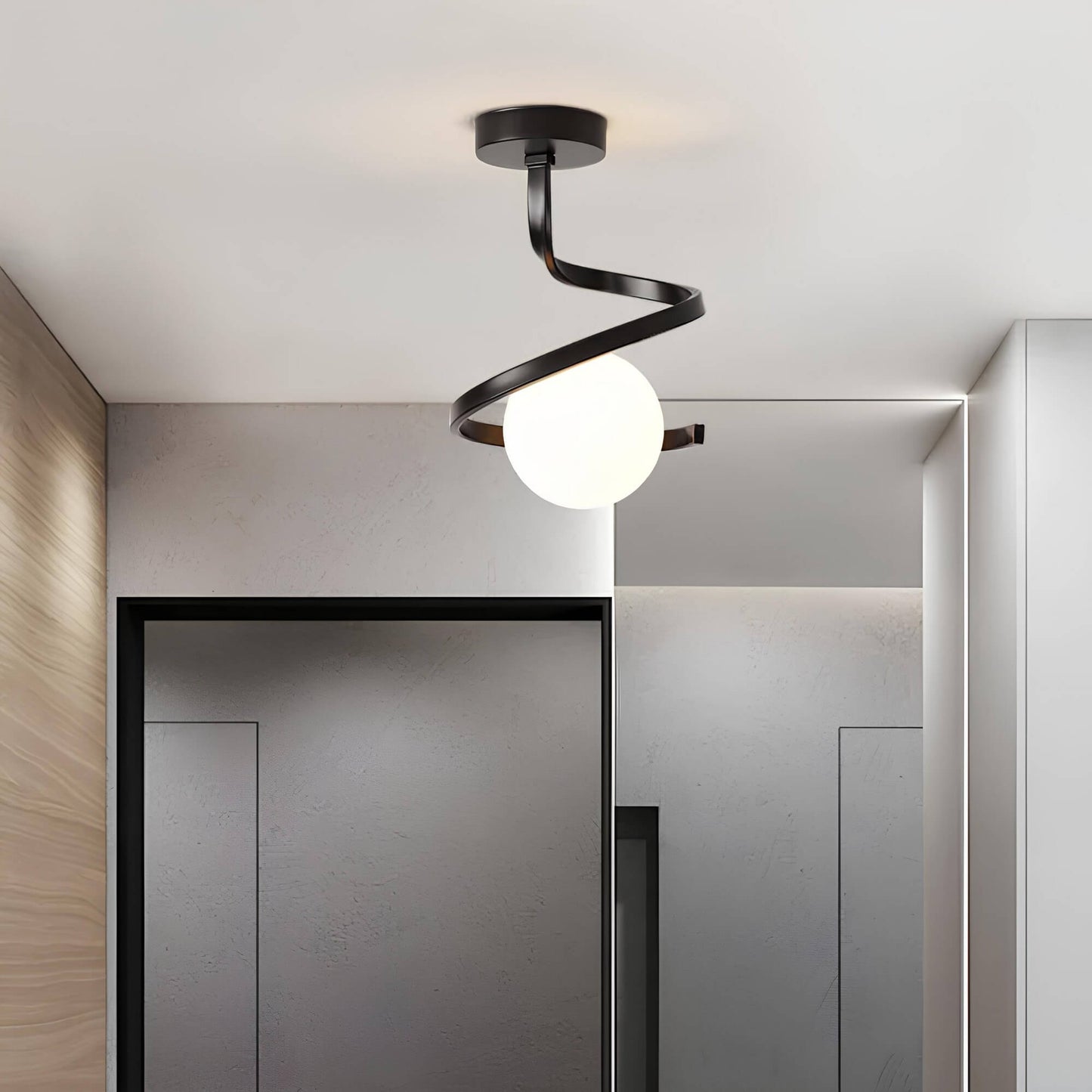 Modern Wrought Iron Glass Ceiling Light - Elegant Orb Pendant Lighting - Image 4