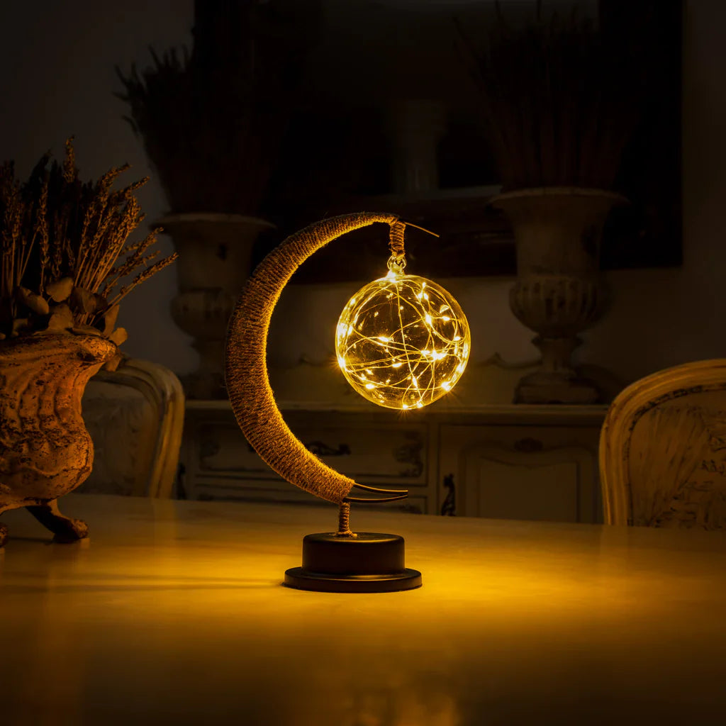 Moon Shaped Table Lamp - Hanging Globe Light - Stylish Bedside Lamp - Image 2