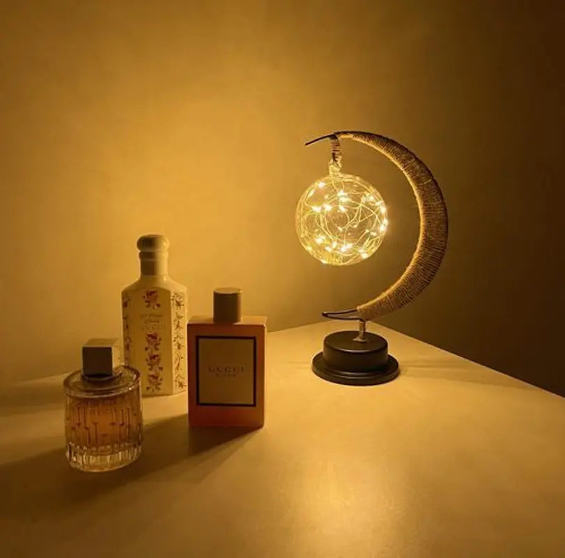 Moon Shaped Table Lamp - Hanging Globe Light - Stylish Bedside Lamp - Image 4