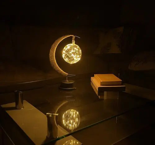 Moon Shaped Table Lamp - Hanging Globe Light - Stylish Bedside Lamp - Image 5