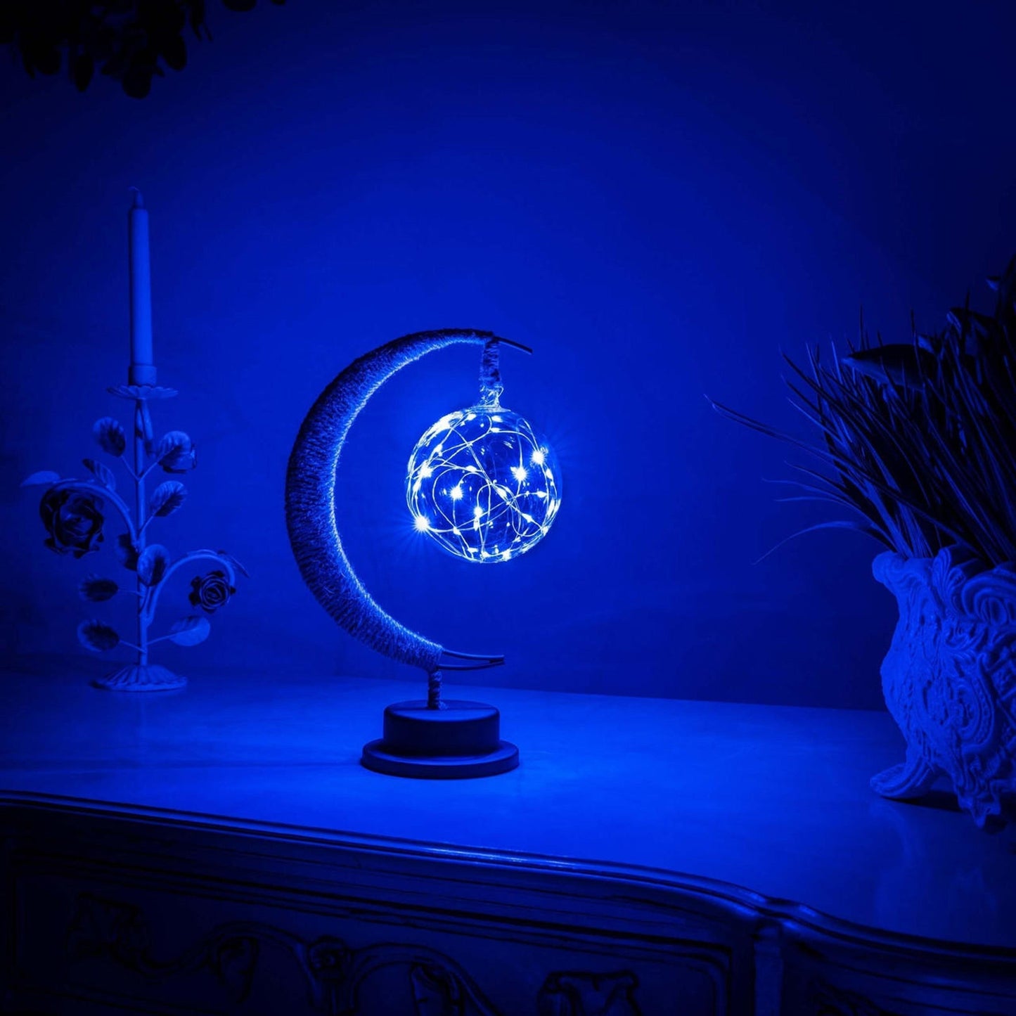 Moon Shaped Table Lamp - Hanging Globe Light - Stylish Bedside Lamp - Image 7