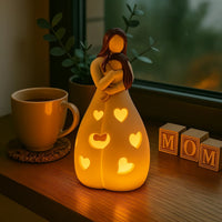Mother and Child Polyresin Table Lamp - Warm LED Night Light - Decorative Sculpture
