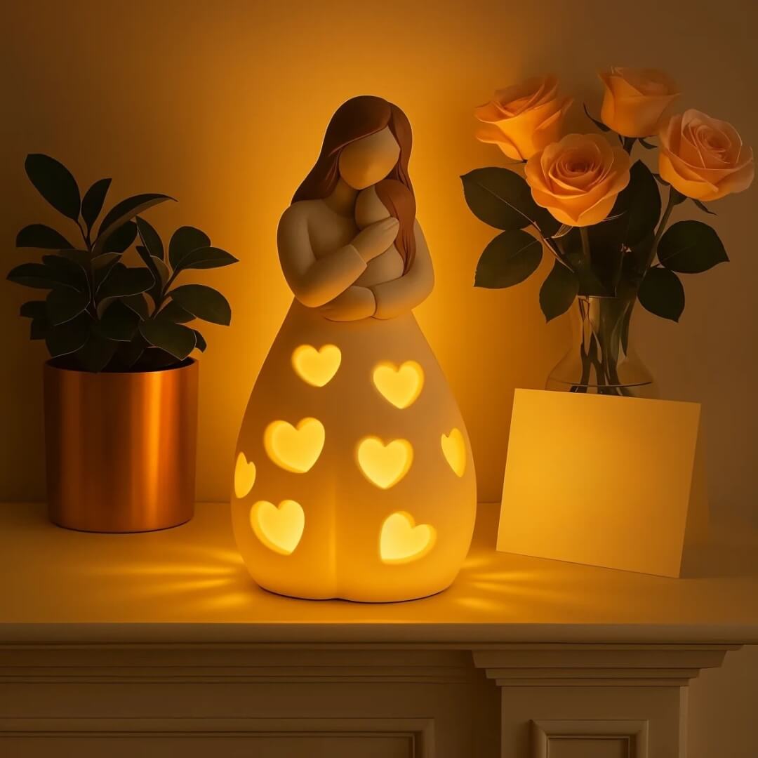 Mother and Child Polyresin Table Lamp - Warm LED Night Light - Decorative Sculpture - Image 2
