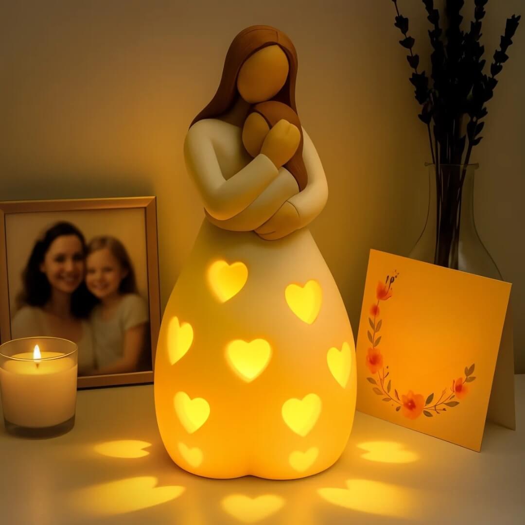 Mother and Child Polyresin Table Lamp - Warm LED Night Light - Decorative Sculpture - Image 3