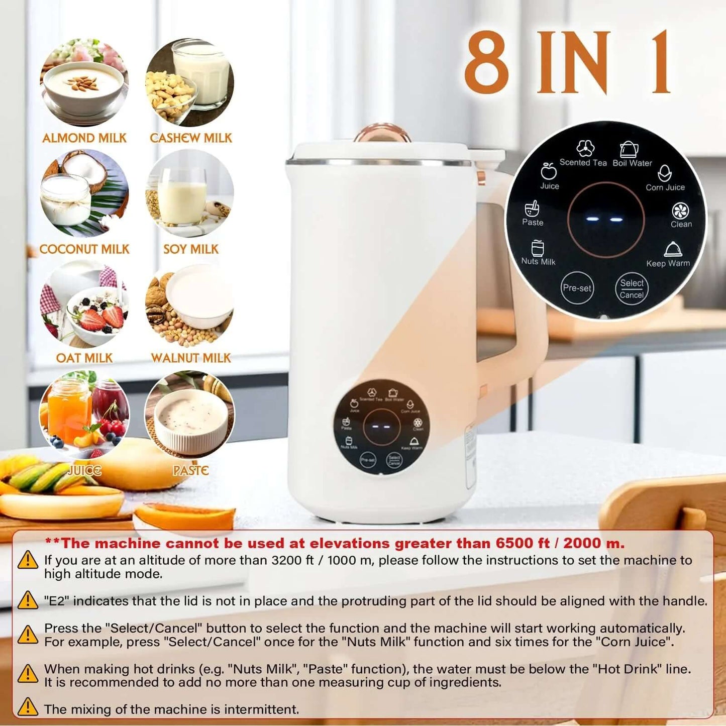Multifunctional 8-in-1 Nut Milk Maker, 1000 ml