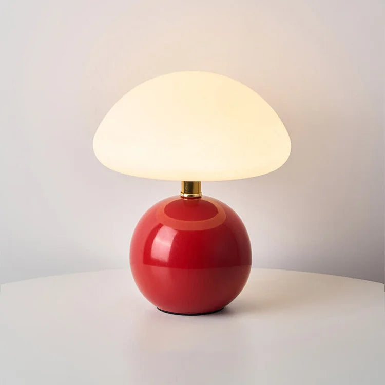 Mushroom Table Lamp - Bauhaus Style - Glass Shade & Ceramic Base - Image 8