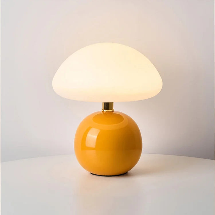 Mushroom Table Lamp - Bauhaus Style - Glass Shade & Ceramic Base - Image 9