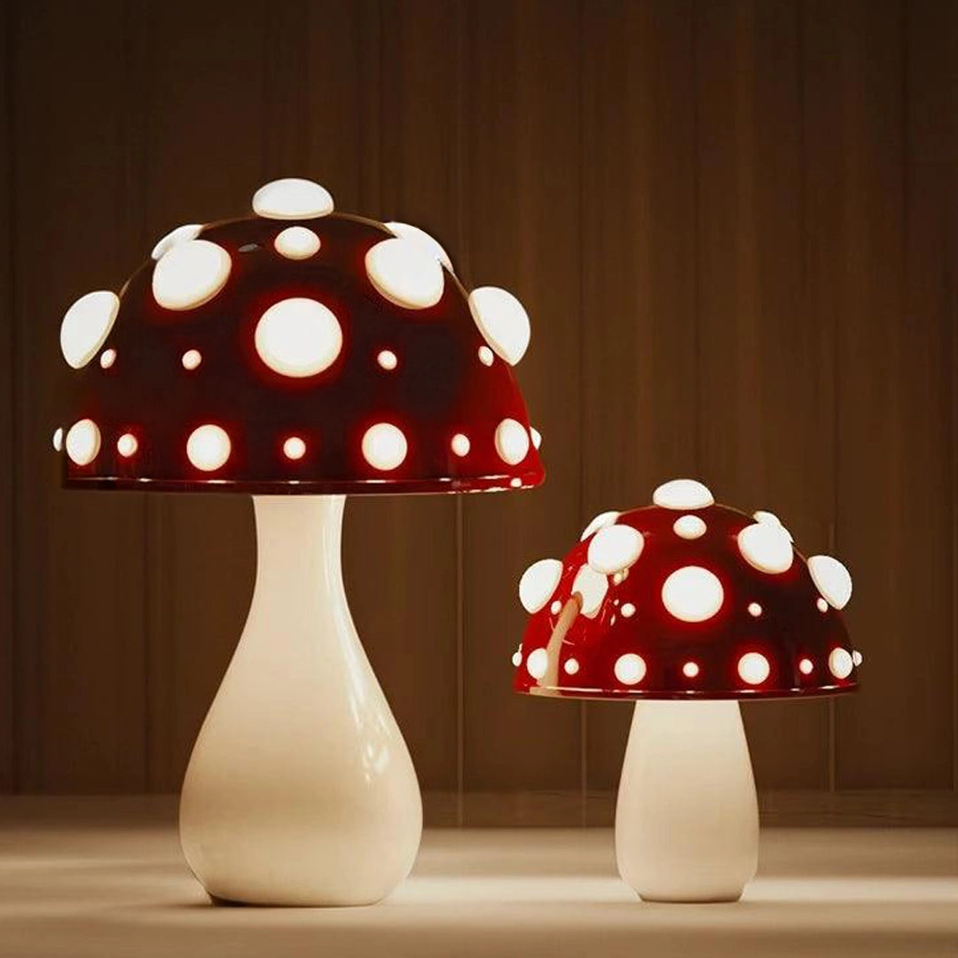 Mushroom Table Lamp - Novelty Design - Red & White Accent Light - Image 2