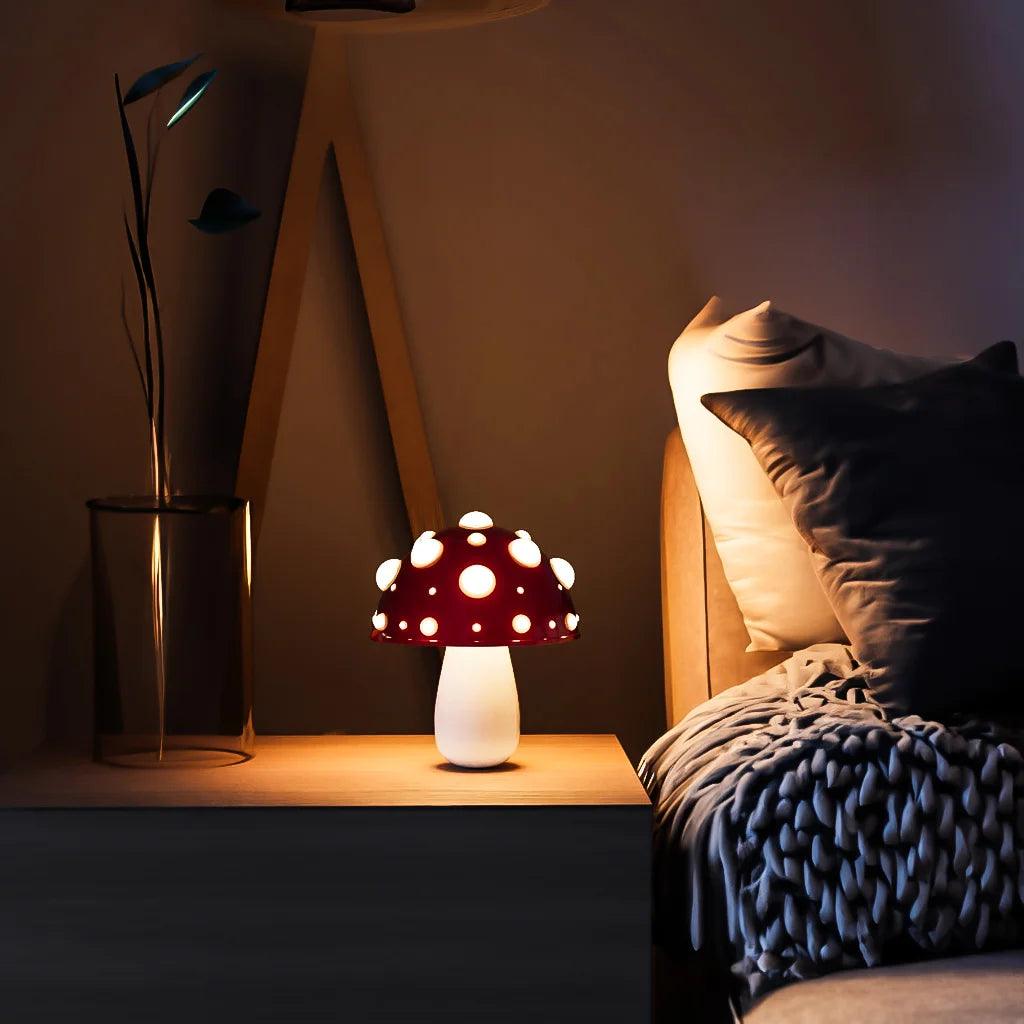 Mushroom Table Lamp - Novelty Design - Red & White Accent Light - Image 3