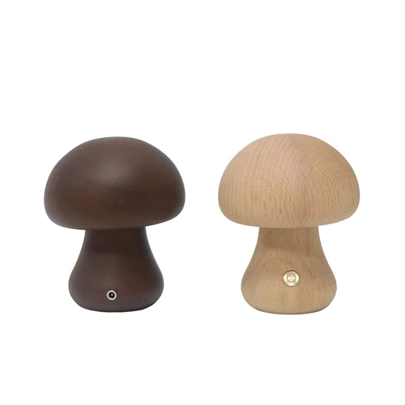 Mushroom Table Lamp - Wood LED Bedside Lamp - Modern Style - Image 1