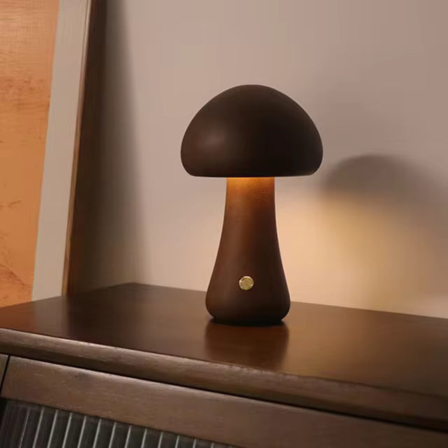 Mushroom Table Lamp - Wood LED Bedside Lamp - Modern Style - Image 10