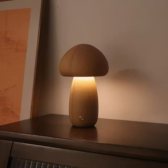 Mushroom Table Lamp - Wood LED Bedside Lamp - Modern Style - Image 13