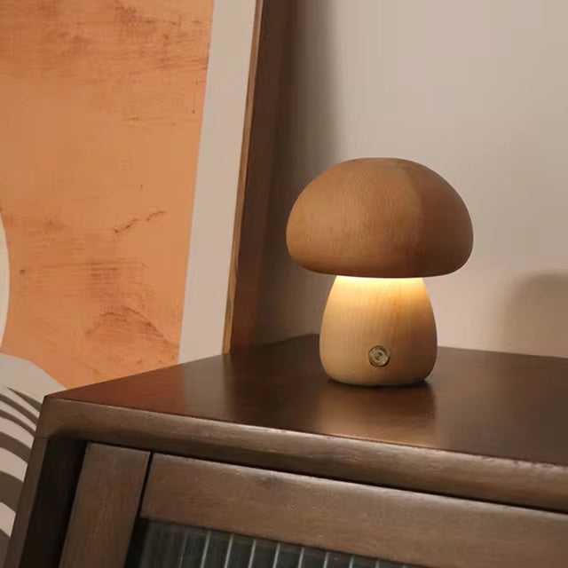 Mushroom Table Lamp - Wood LED Bedside Lamp - Modern Style - Image 6