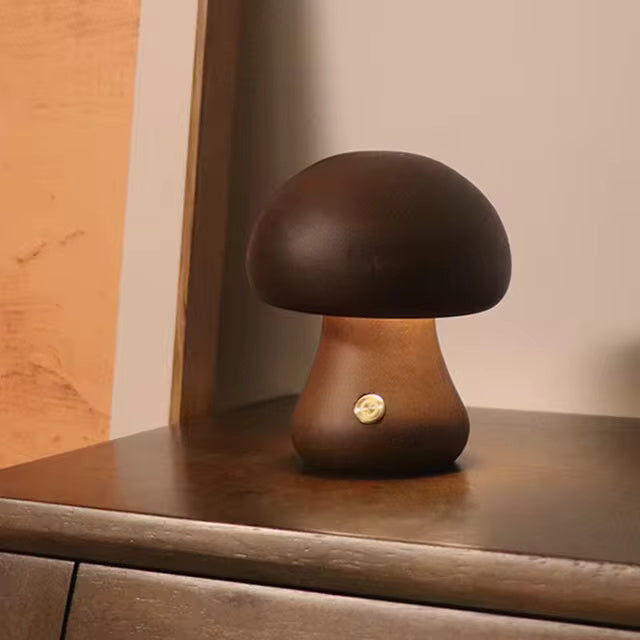 Mushroom Table Lamp - Wood LED Bedside Lamp - Modern Style - Image 7