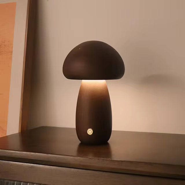 Mushroom Table Lamp - Wood LED Bedside Lamp - Modern Style - Image 9