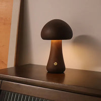 Mushroom Table Lamp - Wooden Bedside Lamp - Minimalist Desk Light