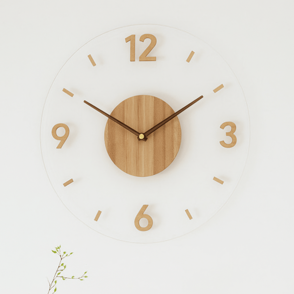 Natural Wood Wall Clock - Silent Scandinavian Design - Minimalist Home Decor - Image 3