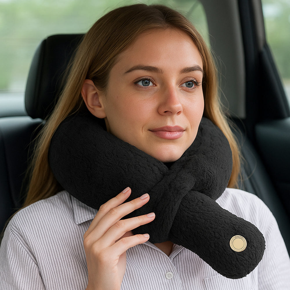 Neck Pillow with Built-In Massage - Perfect for Car Rides, Flights, Etc.