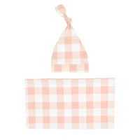 Newborn Baby Plaid Swaddle Blanket & Hat Set