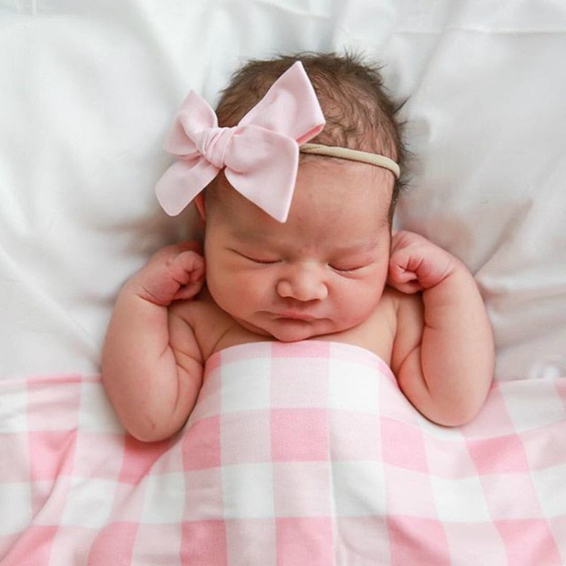 Newborn Baby Plaid Swaddle Blanket & Hat Set