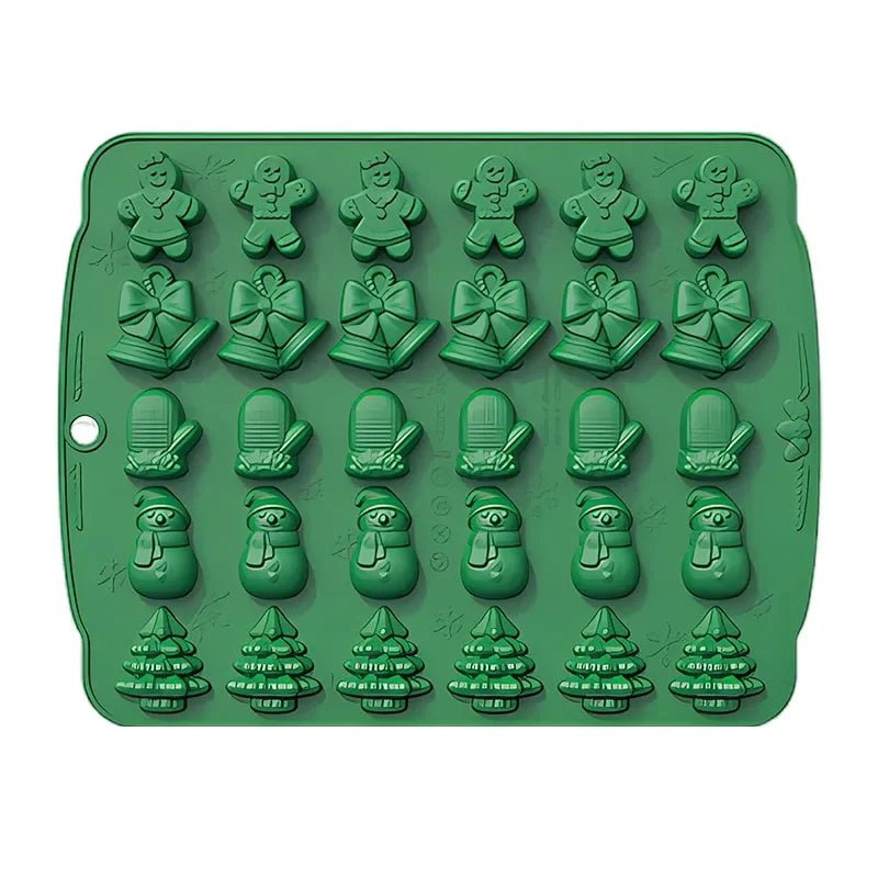 Nonstick Christmas Cookie Molds — Santa, Snowman, and Tree Shapes