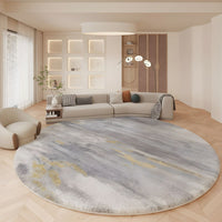 Nordic Grey Round Abstract Lambswool Rug