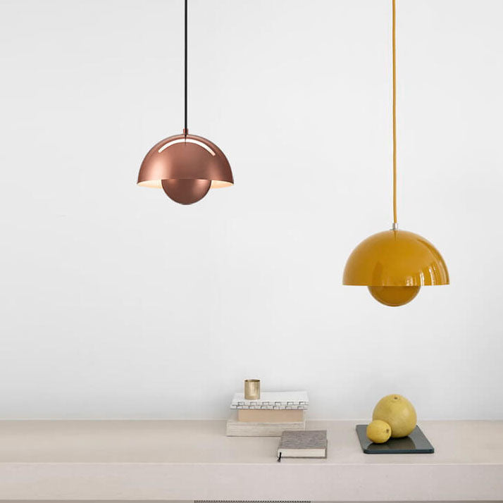 Nordic Pendant Light with Metal Dome Shade – Adjustable Pendant Light for Scandinavian Style Kitchen Lighting