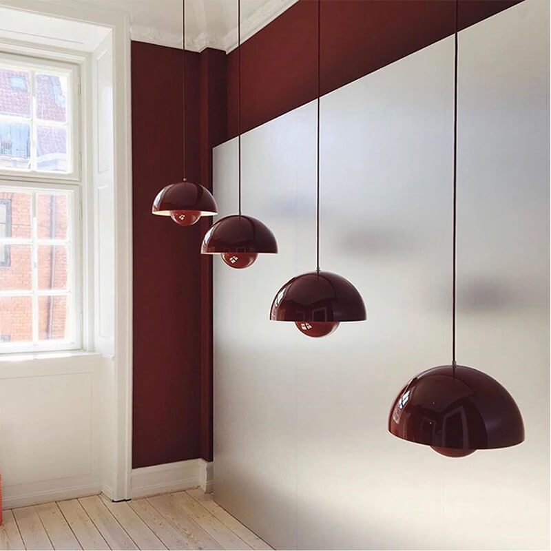 Nordic Pendant Light with Metal Dome Shade – Adjustable Pendant Light for Scandinavian Style Kitchen Lighting