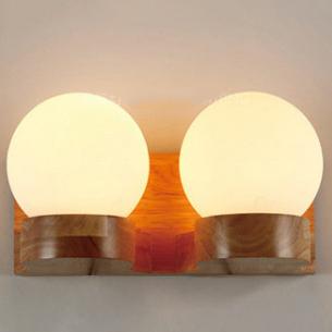 Nordic Rubberwood Glass Globe Wall Light - Modern Minimalist Sconce - Image 1